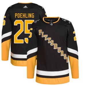 Men's Pittsburgh Penguins Ryan Poehling Adidas Authentic 2021/22 Alternate Primegreen Pro Player Jersey - Black