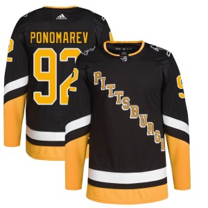 Men's Pittsburgh Penguins Vasily Ponomarev Adidas Authentic 2021/22 Alternate Primegreen Pro Player Jersey - Black