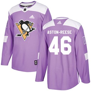 Youth Pittsburgh Penguins Zach Aston-Reese Adidas Authentic Fights Cancer Practice Jersey - Purple