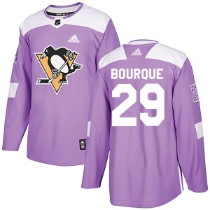 Youth Pittsburgh Penguins Phil Bourque Adidas Authentic Fights Cancer Practice Jersey - Purple