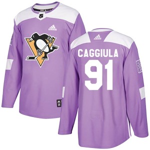 Youth Pittsburgh Penguins Drake Caggiula Adidas Authentic Fights Cancer Practice Jersey - Purple