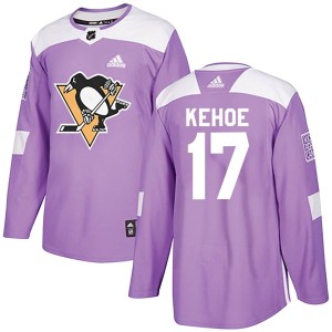 Youth Pittsburgh Penguins Rick Kehoe Adidas Authentic Fights Cancer Practice Jersey - Purple