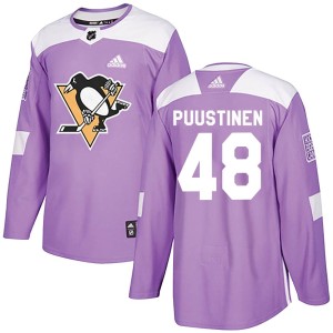 Youth Pittsburgh Penguins Valtteri Puustinen Adidas Authentic Fights Cancer Practice Jersey - Purple