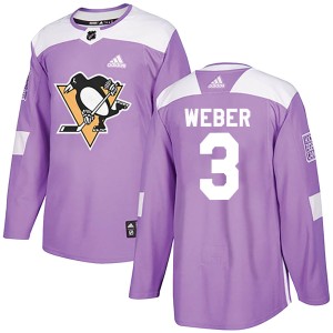 Youth Pittsburgh Penguins Yannick Weber Adidas Authentic Fights Cancer Practice Jersey - Purple