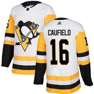 Men's Pittsburgh Penguins Jay Caufield Adidas Authentic Away Jersey - White