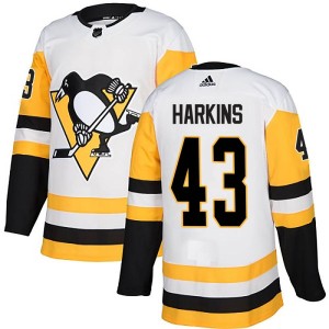 Men's Pittsburgh Penguins Jansen Harkins Adidas Authentic Away Jersey - White
