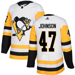 Men's Pittsburgh Penguins Adam Johnson Adidas Authentic Away Jersey - White