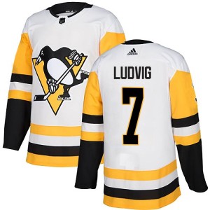 Men's Pittsburgh Penguins John Ludvig Adidas Authentic Away Jersey - White