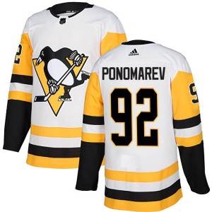 Men's Pittsburgh Penguins Vasily Ponomarev Adidas Authentic Away Jersey - White