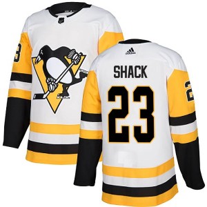 Men's Pittsburgh Penguins Eddie Shack Adidas Authentic Away Jersey - White
