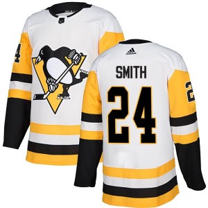 Men's Pittsburgh Penguins Ty Smith Adidas Authentic Away Jersey - White