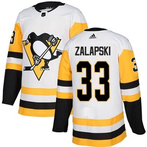 Men's Pittsburgh Penguins Zarley Zalapski Adidas Authentic Away Jersey - White