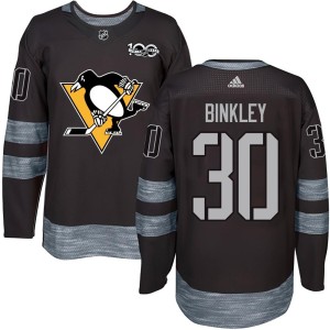 Men's Pittsburgh Penguins Les Binkley Authentic 1917-2017 100th Anniversary Jersey - Black