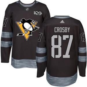 Men's Pittsburgh Penguins Sidney Crosby Authentic 1917-2017 100th Anniversary Jersey - Black