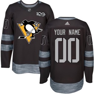 Men's Pittsburgh Penguins Custom Authentic 1917-2017 100th Anniversary Jersey - Black