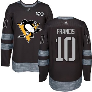 Men's Pittsburgh Penguins Ron Francis Authentic 1917-2017 100th Anniversary Jersey - Black