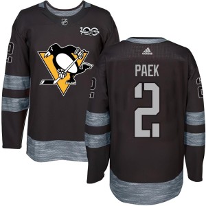 Men's Pittsburgh Penguins Jim Paek Authentic 1917-2017 100th Anniversary Jersey - Black