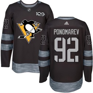 Men's Pittsburgh Penguins Vasily Ponomarev Authentic 1917-2017 100th Anniversary Jersey - Black