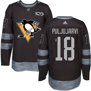 Men's Pittsburgh Penguins Jesse Puljujarvi Authentic 1917-2017 100th Anniversary Jersey - Black