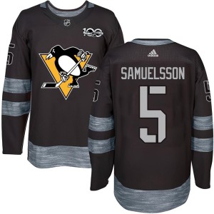 Men's Pittsburgh Penguins Ulf Samuelsson Authentic 1917-2017 100th Anniversary Jersey - Black