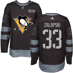 Men's Pittsburgh Penguins Zarley Zalapski Authentic 1917-2017 100th Anniversary Jersey - Black
