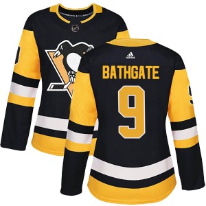 Women's Pittsburgh Penguins Andy Bathgate Adidas Authentic Home Jersey - Black