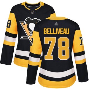 Women's Pittsburgh Penguins Isaac Belliveau Adidas Authentic Home Jersey - Black