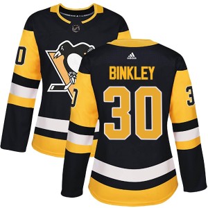 Women's Pittsburgh Penguins Les Binkley Adidas Authentic Home Jersey - Black