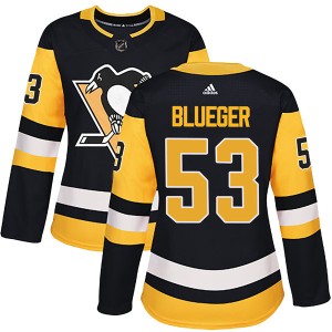 Women's Pittsburgh Penguins Teddy Blueger Adidas Authentic Black Home Jersey - Blue