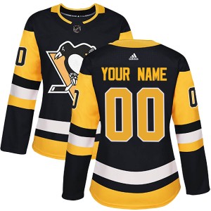 Women's Pittsburgh Penguins Custom Adidas Authentic Home Jersey - Black
