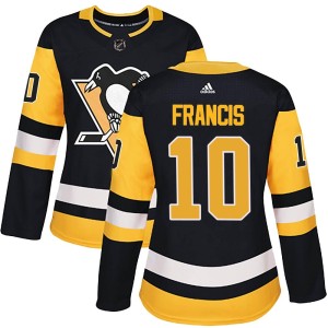 Women's Pittsburgh Penguins Ron Francis Adidas Authentic Home Jersey - Black