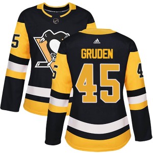 Women's Pittsburgh Penguins Jonathan Gruden Adidas Authentic Home Jersey - Black