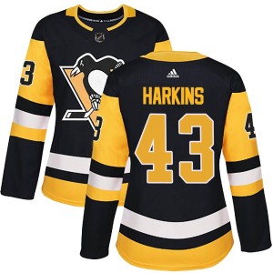 Women's Pittsburgh Penguins Jansen Harkins Adidas Authentic Home Jersey - Black