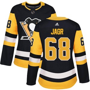Women's Pittsburgh Penguins Jaromir Jagr Adidas Authentic Home Jersey - Black