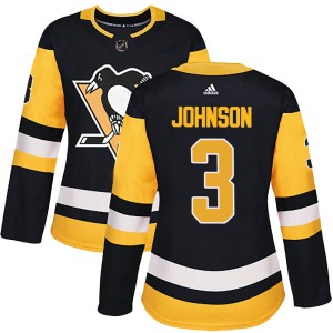 Women's Pittsburgh Penguins Jack Johnson Adidas Authentic Home Jersey - Black