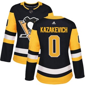 Women's Pittsburgh Penguins Mikhail Kazakevich Adidas Authentic Home Jersey - Black