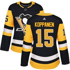 Women's Pittsburgh Penguins Joona Koppanen Adidas Authentic Home Jersey - Black