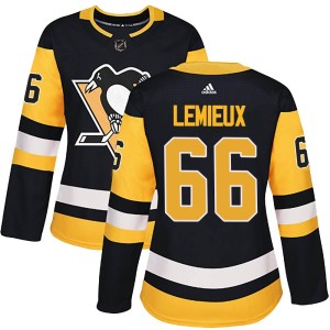 Women's Pittsburgh Penguins Mario Lemieux Adidas Authentic Home Jersey - Black