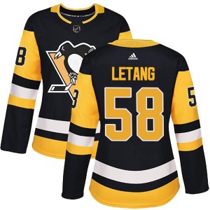 Women's Pittsburgh Penguins Kris Letang Adidas Authentic Home Jersey - Black
