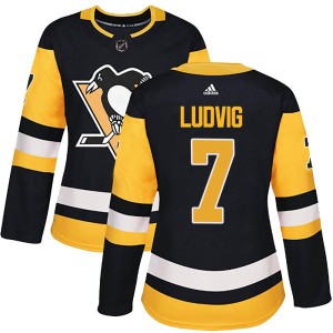 Women's Pittsburgh Penguins John Ludvig Adidas Authentic Home Jersey - Black