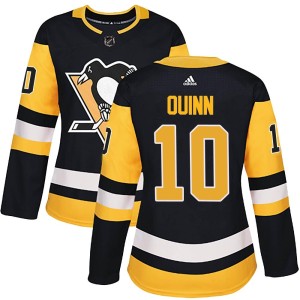 Women's Pittsburgh Penguins Dan Quinn Adidas Authentic Home Jersey - Black