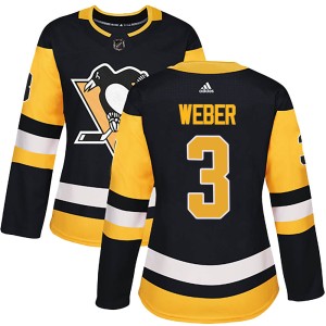 Women's Pittsburgh Penguins Yannick Weber Adidas Authentic Home Jersey - Black