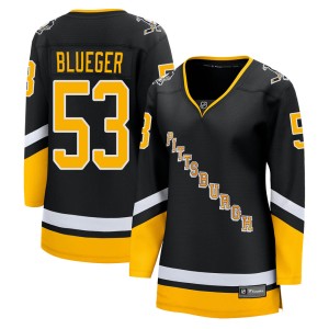 Women's Pittsburgh Penguins Teddy Blueger Fanatics Branded Premier Black 2021/22 Alternate Breakaway Player Jersey - Blue