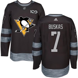 Youth Pittsburgh Penguins Rod Buskas Authentic 1917-2017 100th Anniversary Jersey - Black