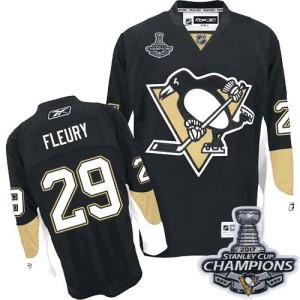 Men's Pittsburgh Penguins Marc-Andre Fleury Reebok Authentic Home 2016 Stanley Cup Champions Jersey - Black
