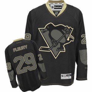 Men's Pittsburgh Penguins Marc-Andre Fleury Reebok Authentic Jersey - Black Ice