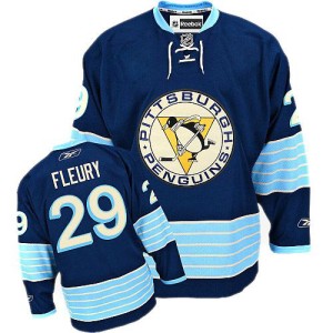 Men's Pittsburgh Penguins Marc-Andre Fleury Reebok Authentic Third Vintage Jersey - Navy Blue