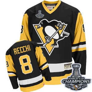 Men's Pittsburgh Penguins Mark Recchi CCM Authentic Throwback 2016 Stanley Cup Champions Jersey - Black