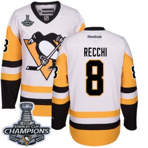 Men's Pittsburgh Penguins Mark Recchi Reebok Authentic Away 2016 Stanley Cup Champions Jersey - White