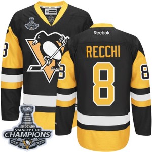 Men's Pittsburgh Penguins Mark Recchi Reebok Premier Third 2016 Stanley Cup Champions Jersey - Black/Gold